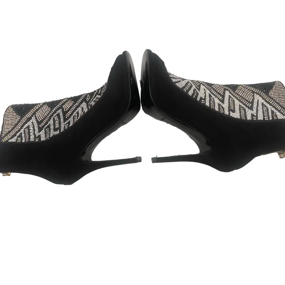 Balmain x H&M Peep-Toe Crystal Beaded Heel Boots Sz Eu 39 / US 8 - Picture 15 of 16